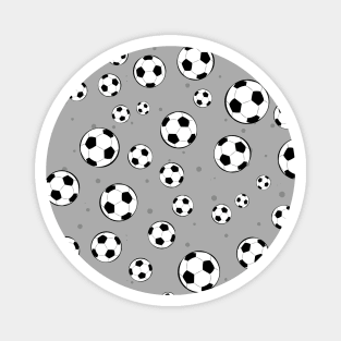 Football / Soccer Ball Seamless Pattern - Grey Background Magnet